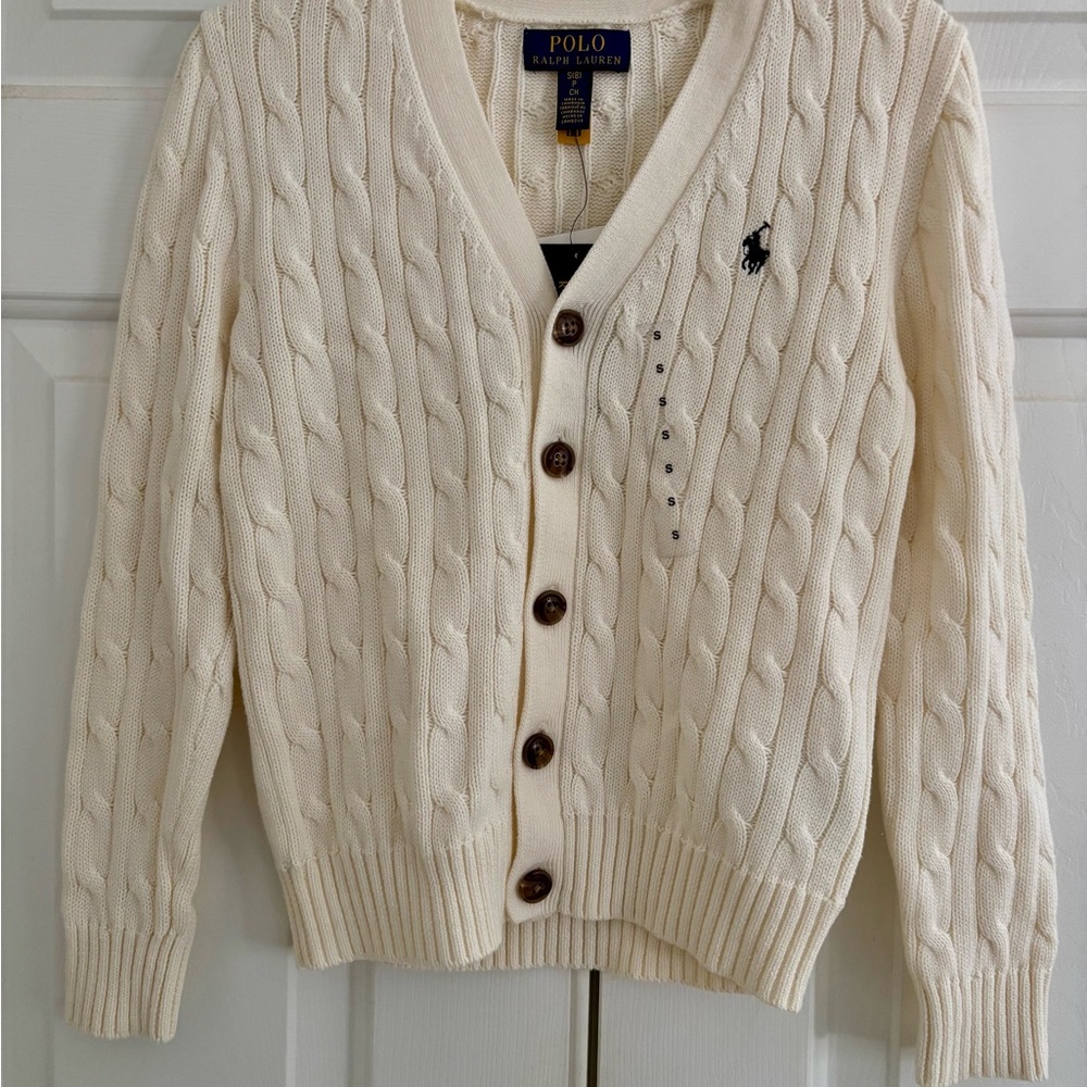 NWT Polo Ralph Lauren Youth Cream Cable Knit Sweater Size S/P(8)